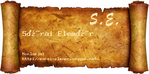 Sárai Elemér névjegykártya